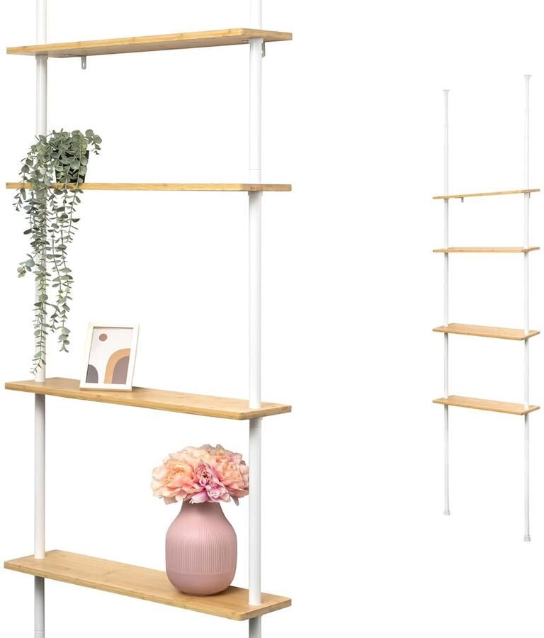 Telescopisch Wandrek Bamboe Ruimtebesparend 1 stuk