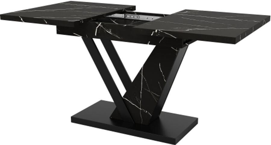 GOTAGEE Telescopische eettafel (120-160*75cm) tafel keukentafel uitschuifbare tafel met behulp van interne inzetstukken tot 120-160cm voor keuken en woonkamer eettafel met zwart marmerpatroon