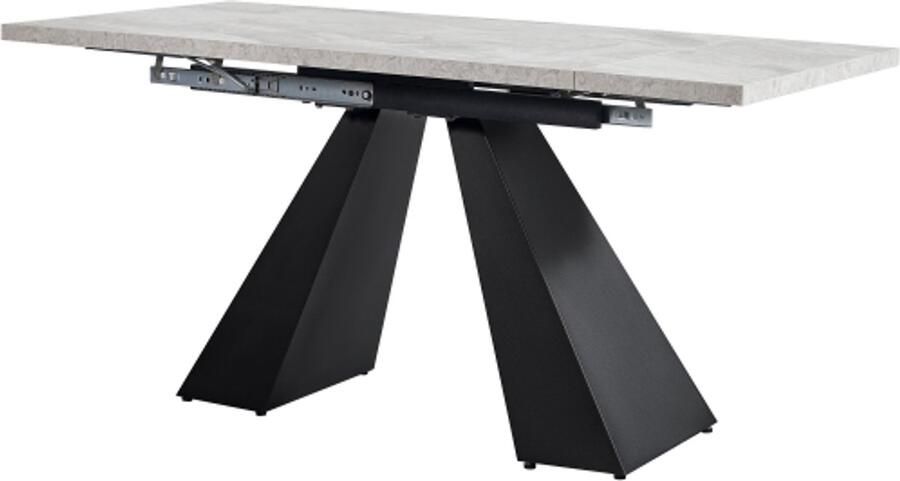 GOTAGEE Telescopische eettafel (99-159×74cm) uitschuifbare eettafel ruimtebesparende keukentafel breed werkblad flexibel ontwerp voor thuiskantoor en woonkamer grijs tafelblad met kolompoten