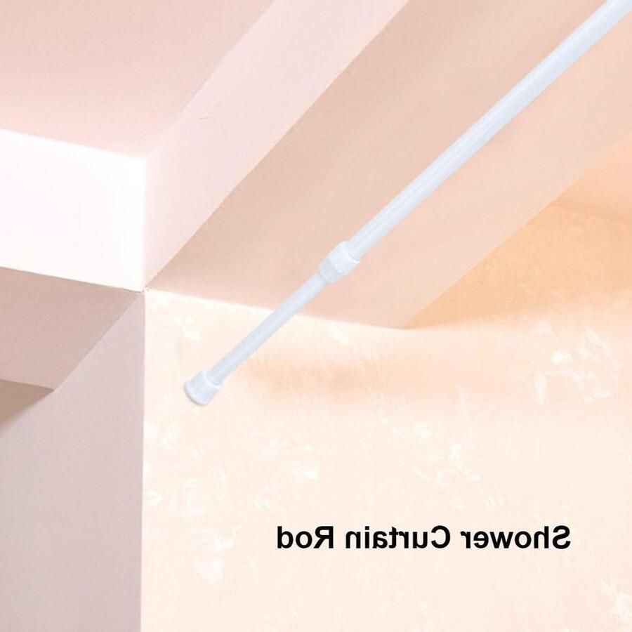 Telescopische Gordijnstang Uittrekbare Gordijnstang Verstelbare Klemstang voor Keukenkast Badkamerraam 30-50 cm Wit