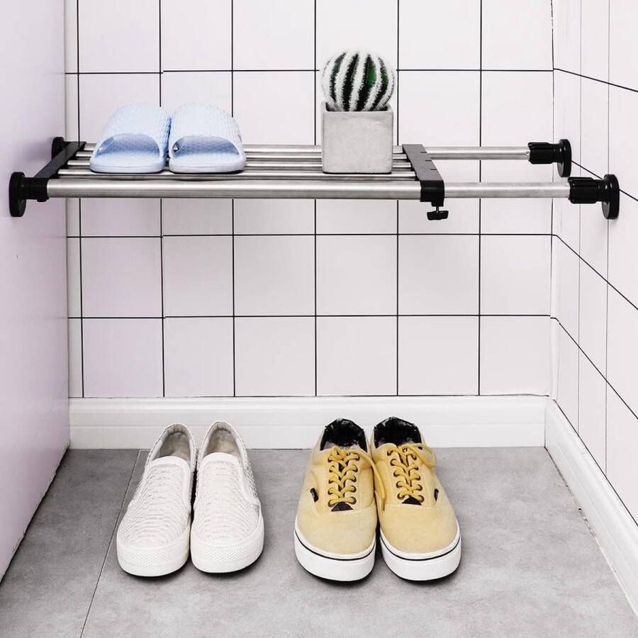 Telescopische Kast Spanning Plank Staaf Kledingkast Organisator Uitbreidbare Planken 27 17 tot 36 Inch Geen Boren DIY Divider Opbergplank voor Kast Keuken Badkamer Slaapkamer Zwart