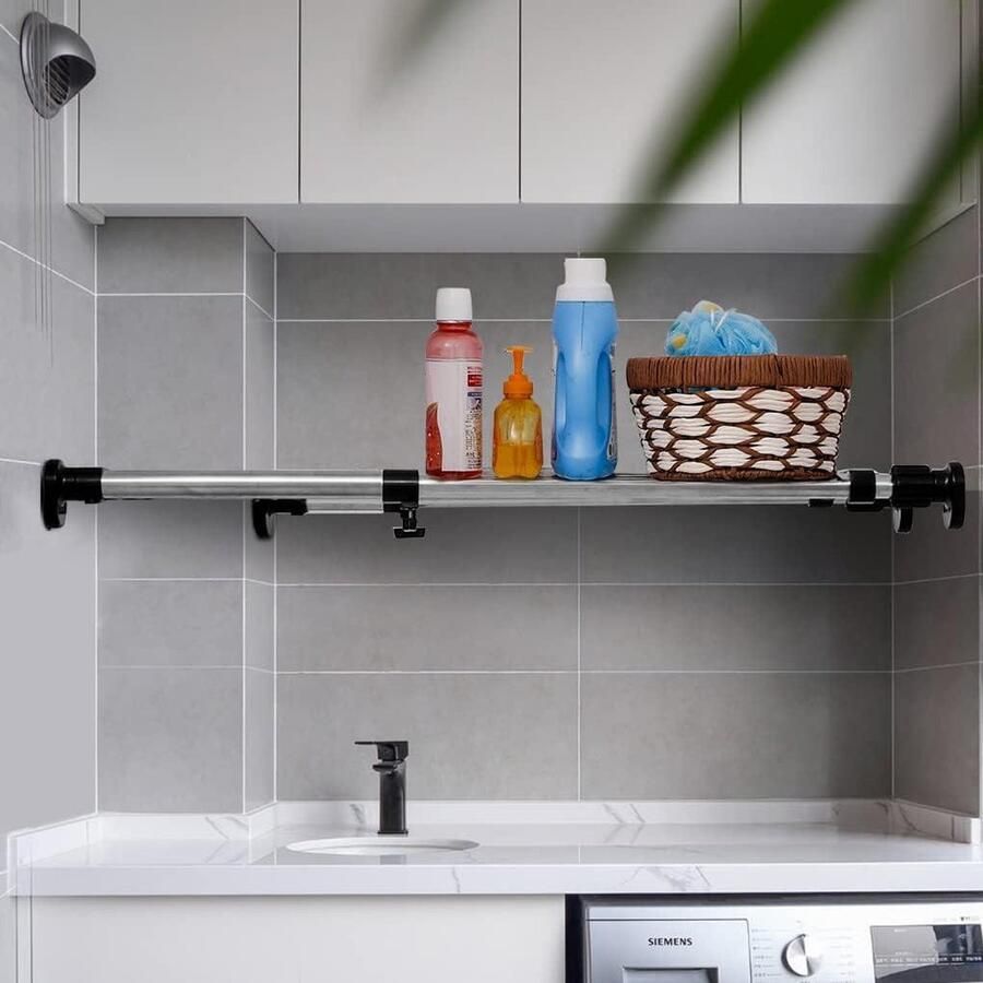 Telescopische kast spanplank staaf kledingkast organizer uitbreidbare planken 1969 tot 315 inch doe-het-zelf scheidingswand opbergrek voor kast keuken badkamer slaapkamer zwart