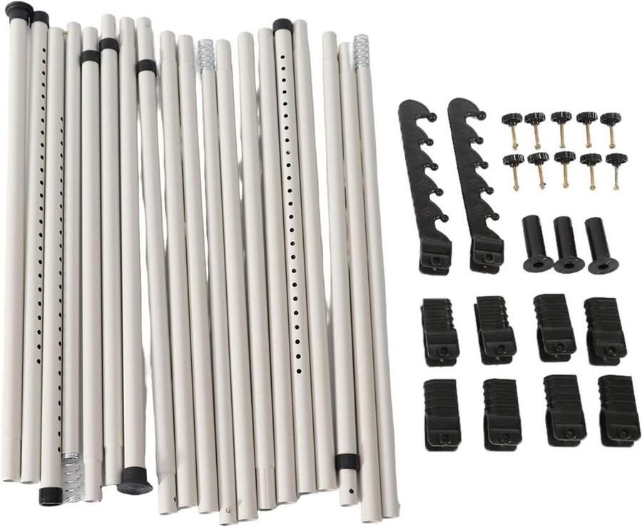 Inovra Plus Telescopisch garderobesysteem met verstelbare stangen Wit Ruim kledingrek voor open kledingkast Stalen buizen 1535-272 cm Breed x 281-329 cm Hoog