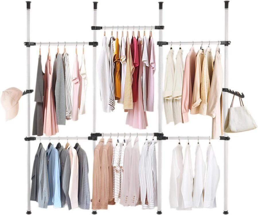 Telescopische Kledingrek voor Flexibele Opbergruimte Ideaal Garderobesysteem