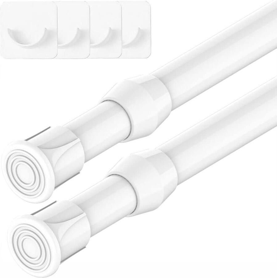 Telescopische Klemstang Uitschuifbare Gordijnstang voor Kast Keukenkast zonder Boren Wit 30-50CM 13mm Gordijn trekstang