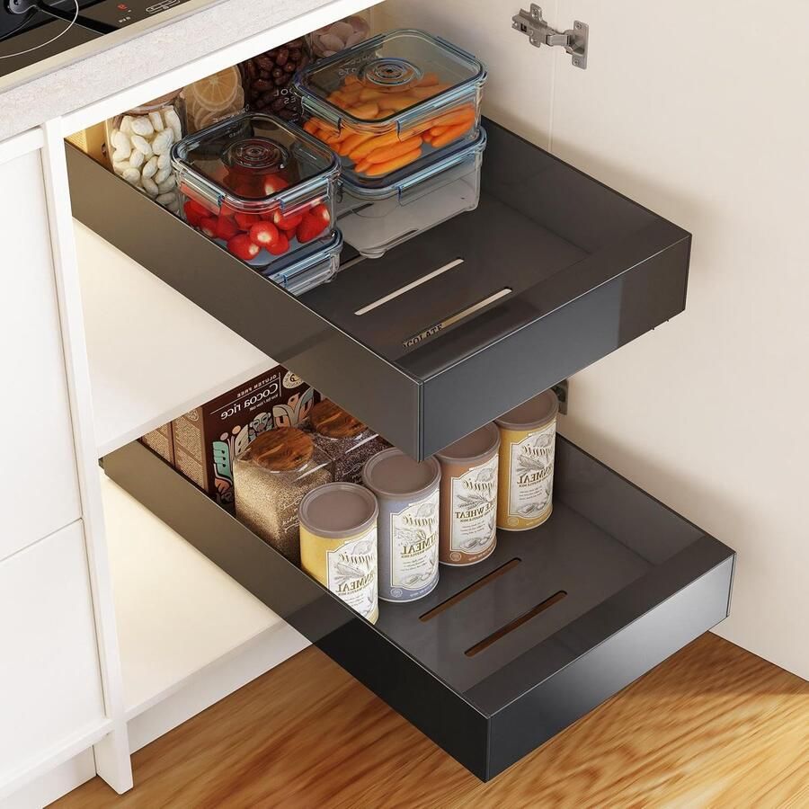 Telescopische Lade Uittrekbare Lade Schuiflade-Mechanisme 2 stuks voor Keuken Uitbreidbare 25 x 43 x 7 cm Zwart