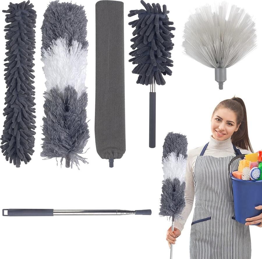 Telescopische Microvezel Stofdoek Set 6 Wasbare Reinigingskoppen voor Toepassingen