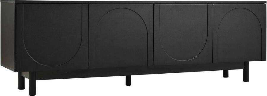 Televisiekast opbergkast zijkast geschikt voor televisies van 50-59 inch met 4 deuren en verstelbare plankjes modern minimalistisch design met een subtiele luxe uitstraling 175 x 38 x 56 cm zwart