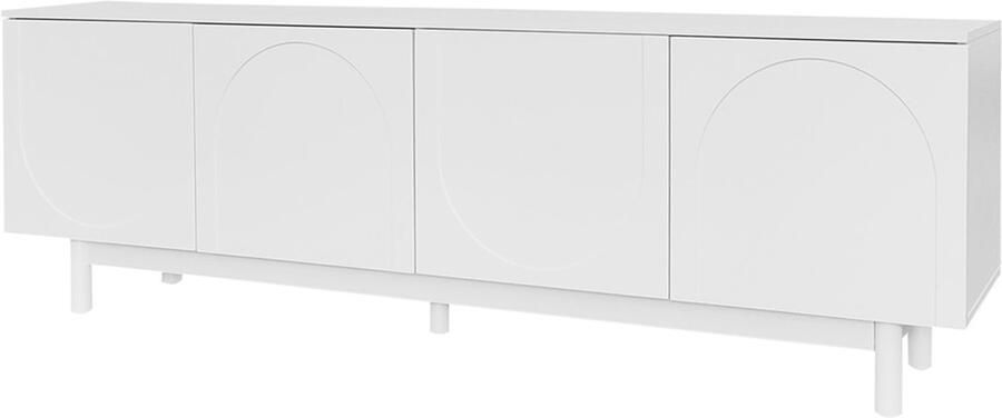 Televisiekast opbergkast zijkast geschikt voor televisies van 50-59 inch met 4 deuren en verstelbare plankjes modern minimalistisch design met een subtiele luxe uitstraling 175 x 38 x 56 cm wit