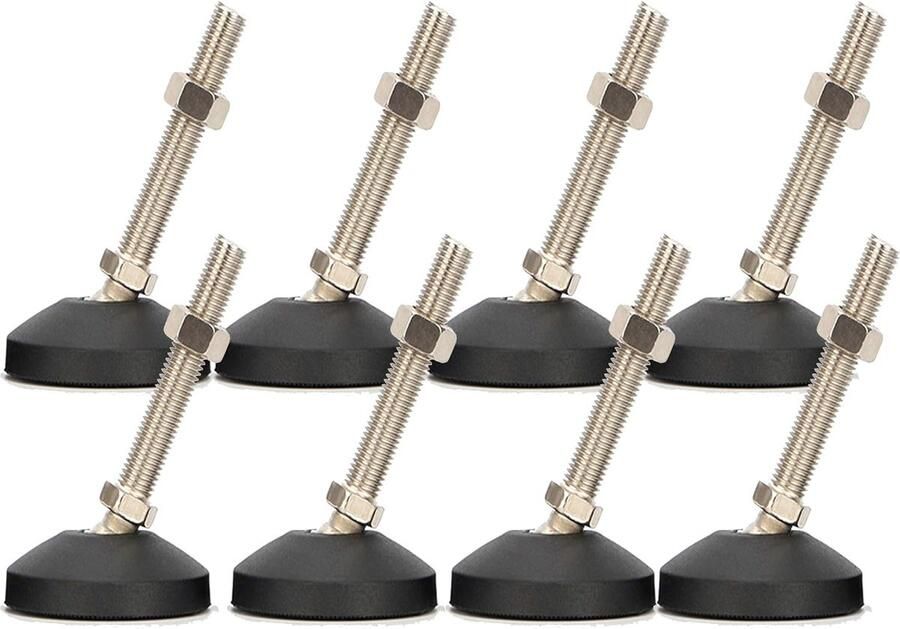 Telvoet m10 meubelpoten verstelbaar 8 stuks middelgrote meubels met mannelijke schroefdraad nivelleringspoten met moeren hoogte en hoek instelbaar geluidsarm antislip