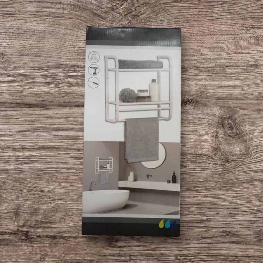 TENDANCE Etagère de Rangement 2 Tablettes et 2 Barres Porte-Serviettes en métal Blanc