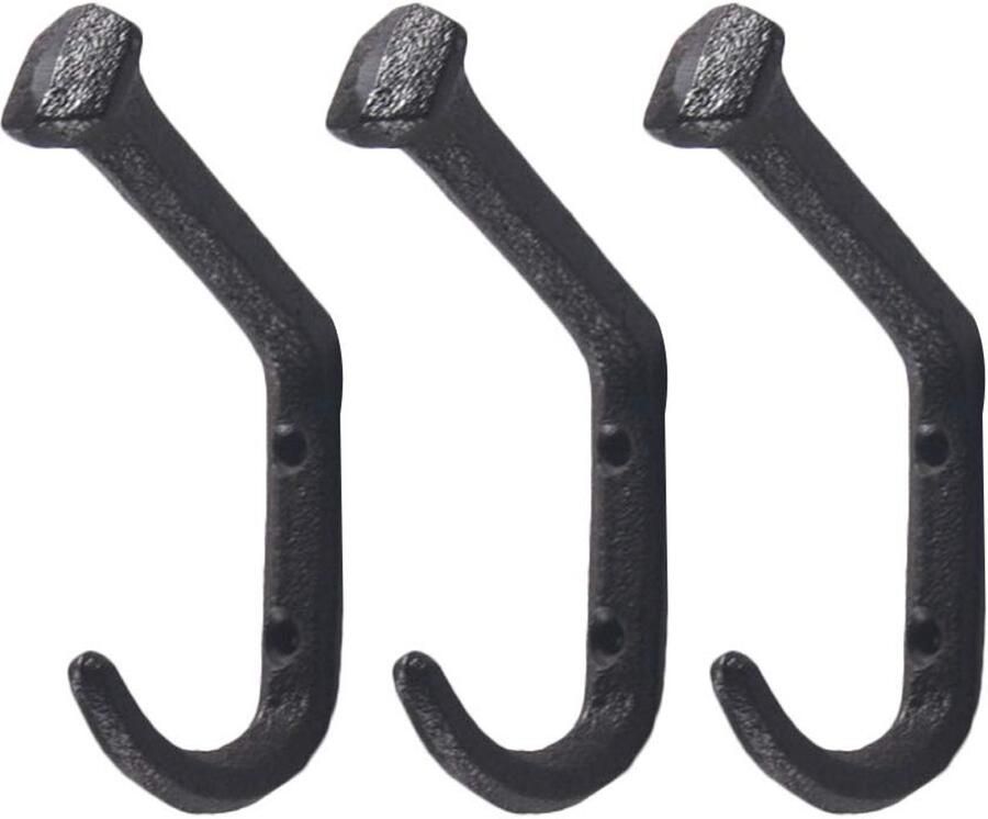 TentHome 3 x kapstok kapstokhaken wandkapstok landhuis kapstokhaak gebogen wandhaak antieke gietijzeren kapstokhaak rustieke spijkers multifunctionele haak tuinhaak