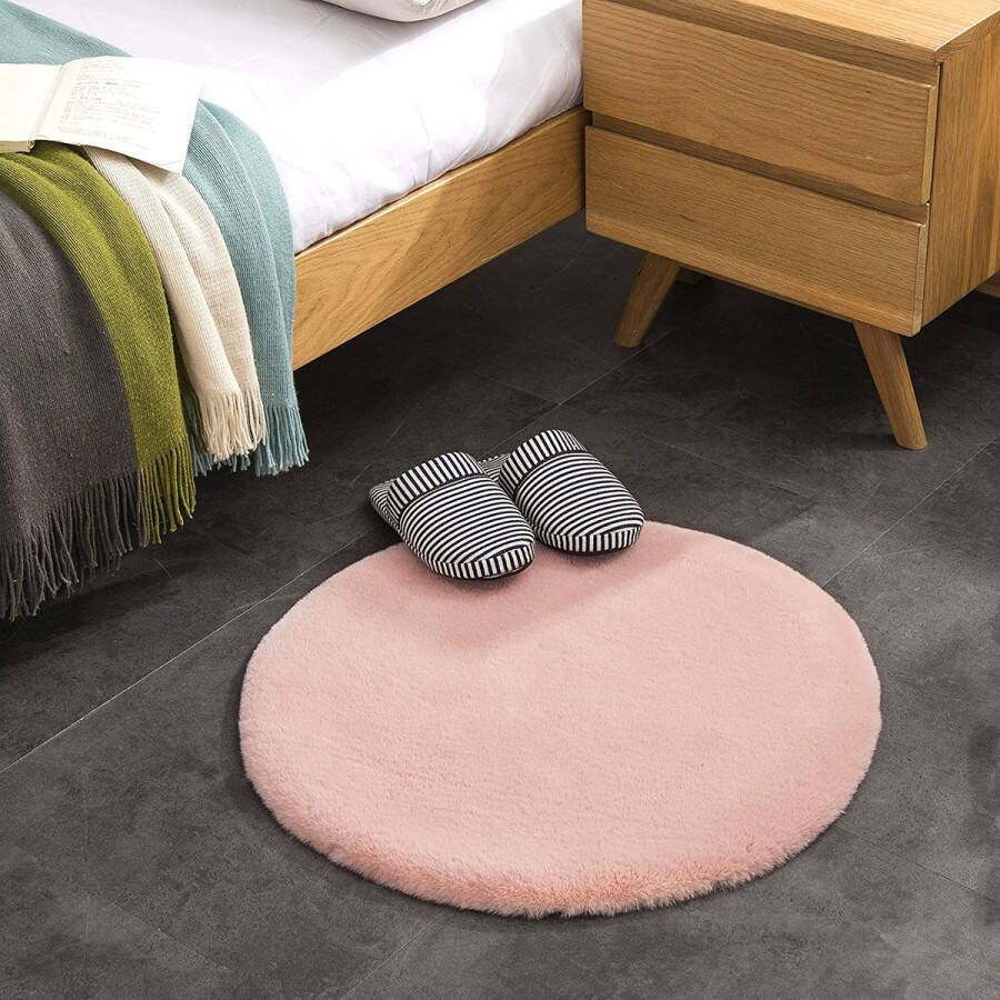 Teppich Wölkchen Pluizig vloerkleed van imitatiebont imitatie Woonkamer Decoratie Wasbaar bontdeken als bedmat stoelkussen grijs 30 cm rond