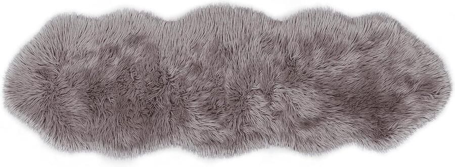 Teppich Wölkchen Schapenvacht Tapijt Imitatiebont Lamsvacht Grijze Imitatievacht Kunstbont Tapijt Slaapkamer Woonkamer Wasbaar Bont Tapijt Decoratiebont 55x160cm Dubbel Bont