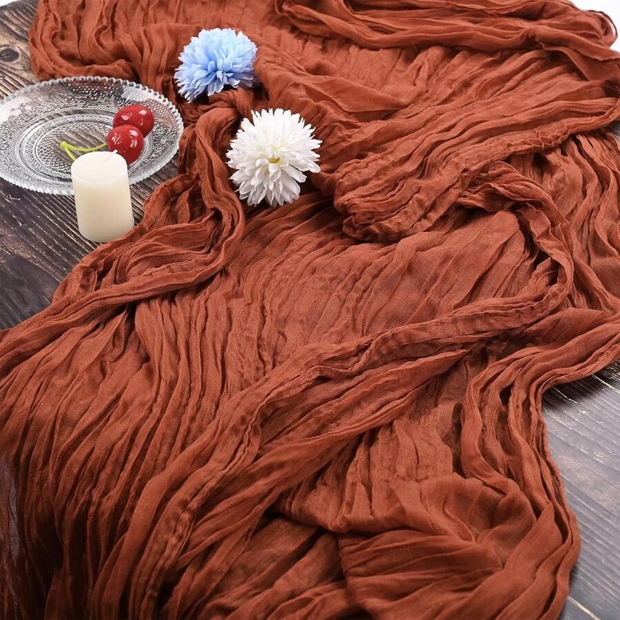 Terracotta Kaasdoek Tafelloper Rustiek & Boho Stijl 2 Stuks 35 x 120 Inch