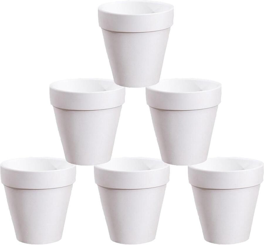 Terracotta Potten Met Drainage Gat 6 Stuks Wit 9 * 9cm