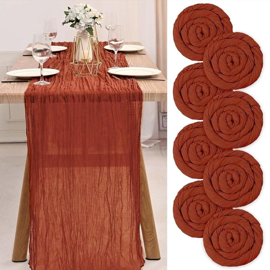Terracotta tafellopers van kaasdoek set van 8 300x90 cm duurzaam polyester