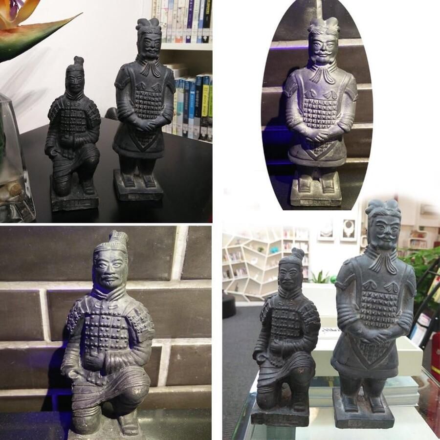 Terracotta Warriors Sculptuur Oude Chinese Artefacten Perfecte Tafel Display 1 stuk Terracotta Kleur 22 cm hoog