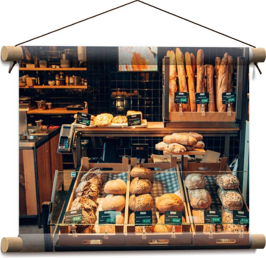 Textielposter Bakkerij Brood Vitrine 40x30 cm Foto op Textiel