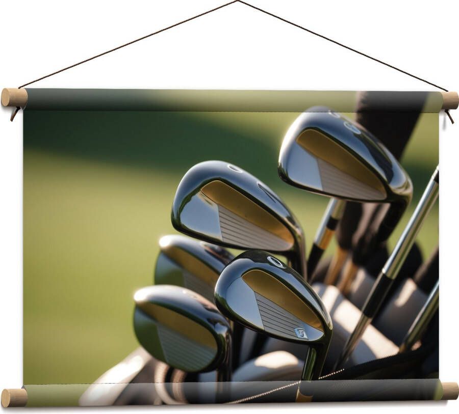 Textielposter Golf Clubs in Trolley op Golfbaan 60x40 cm Foto op Textiel