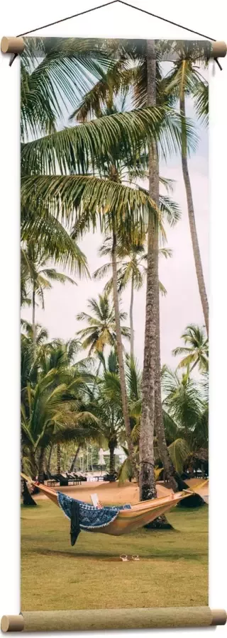 Textielposter Hangmat tussen Palmbomen 30x90 cm Foto op Textiel