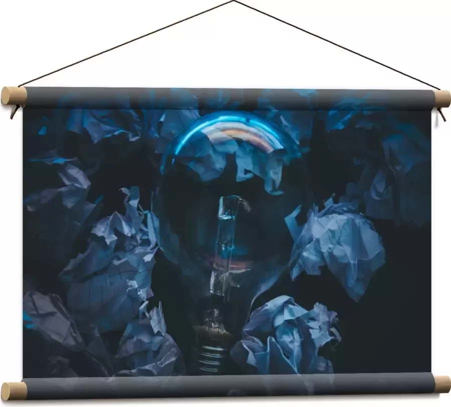 Textielposter Lamp tussen Proppen Papier 60x40 cm Foto op Textiel