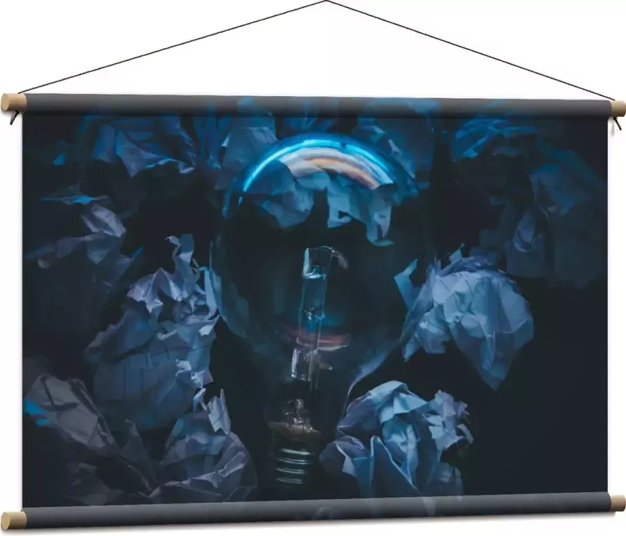 Textielposter Lamp tussen Proppen Papier 90x60 cm Foto op Textiel