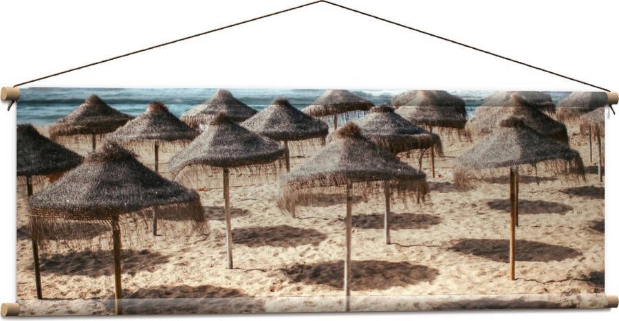 Textielposter Zee Strand Zand Parasols 120x40 cm Foto op Textiel
