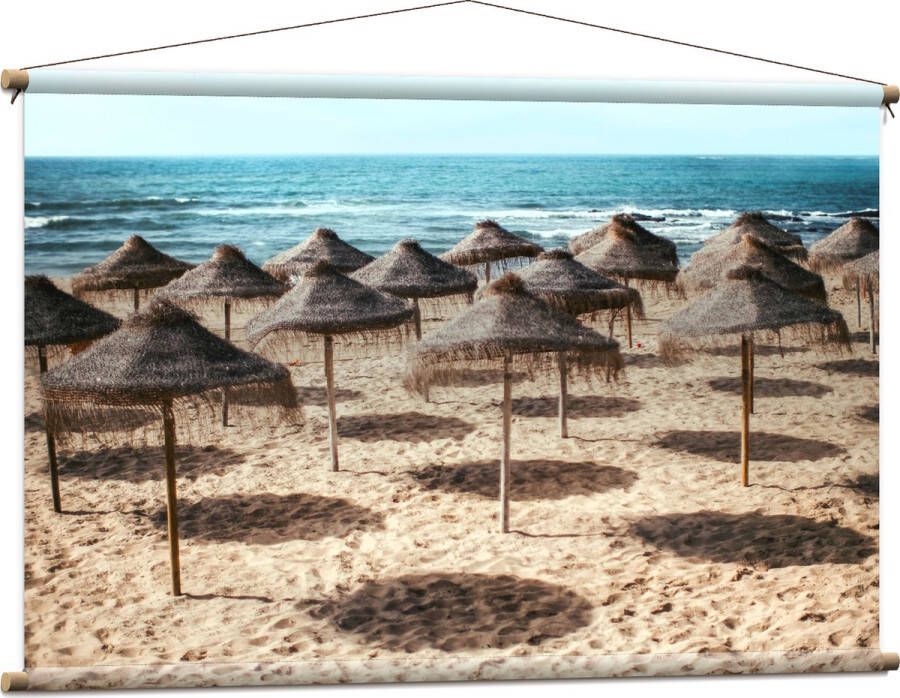 Textielposter Zee Strand Zand Parasols 120x80 cm Foto op Textiel