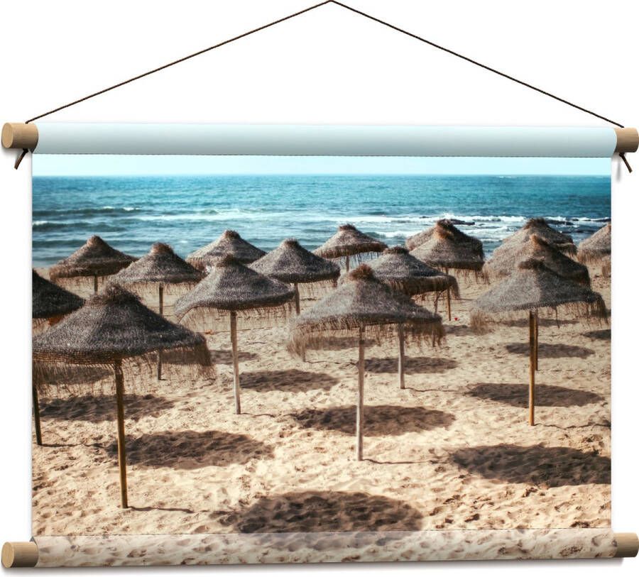 Textielposter Zee Strand Zand Parasols 60x40 cm Foto op Textiel