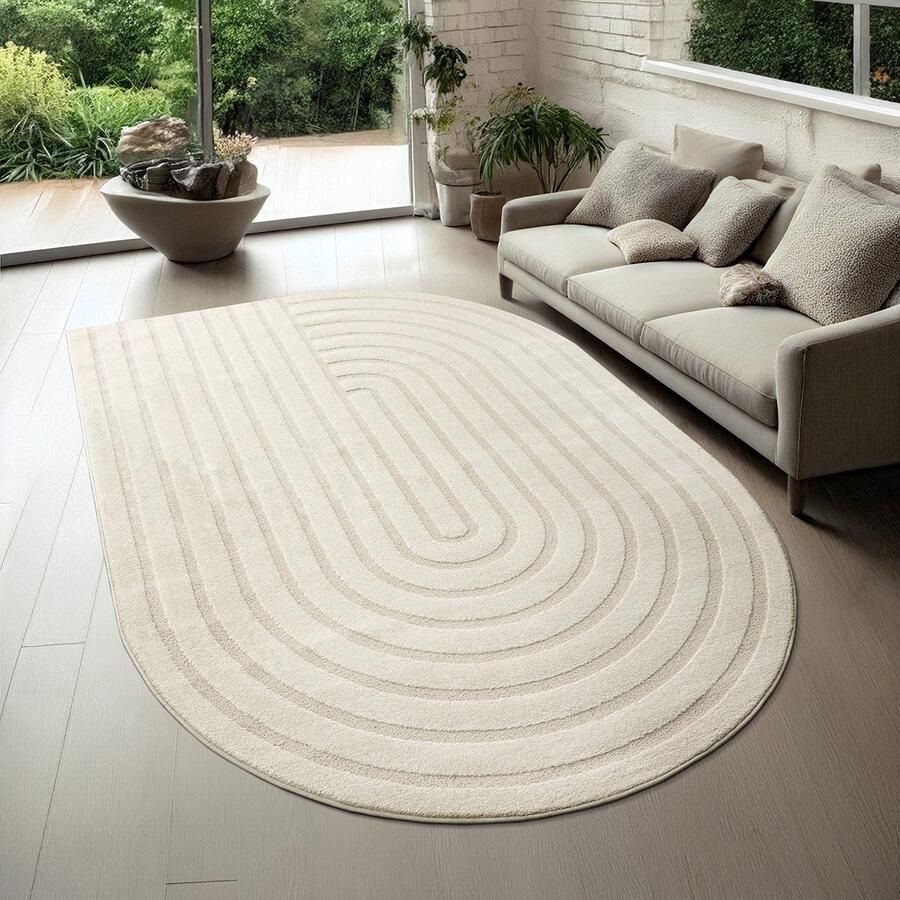 The carpet Everest – vloerkleed met moderne korte pool hoog-laag effect 3D-effect hoge pooldichtheid en aangenaam zacht etnisch geïnspireerd patroon crème 160 x 230 cm - Foto 3