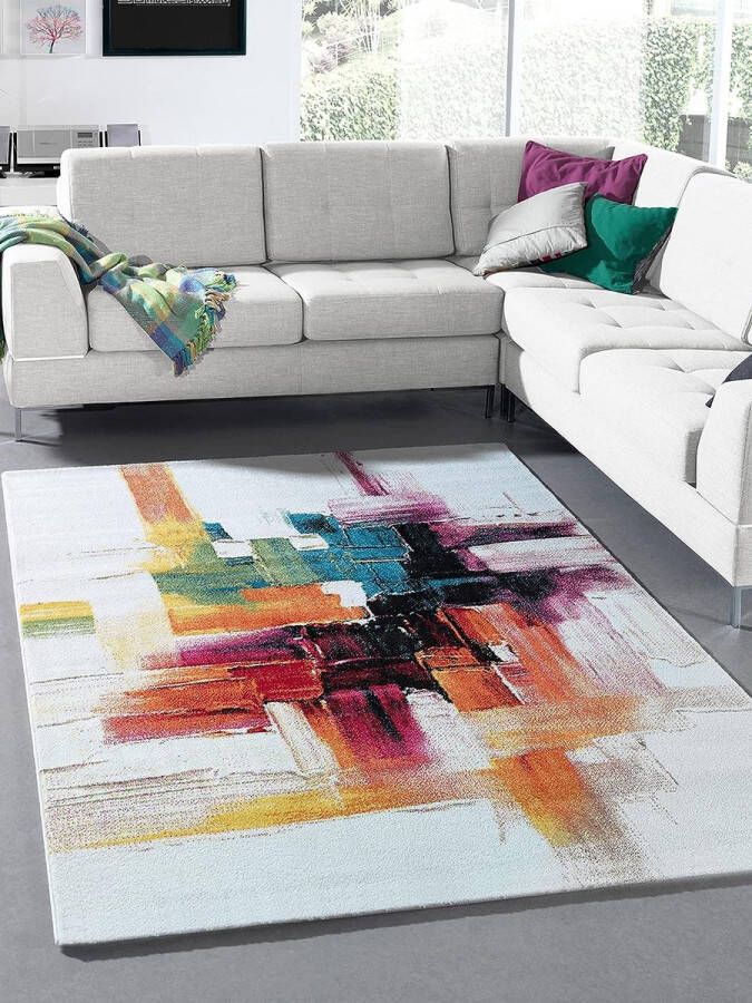 The carpet Monde Modern Design Woonkamerkleed Zacht Kortpolig Opvallend Abstract Crème 200x290 cm