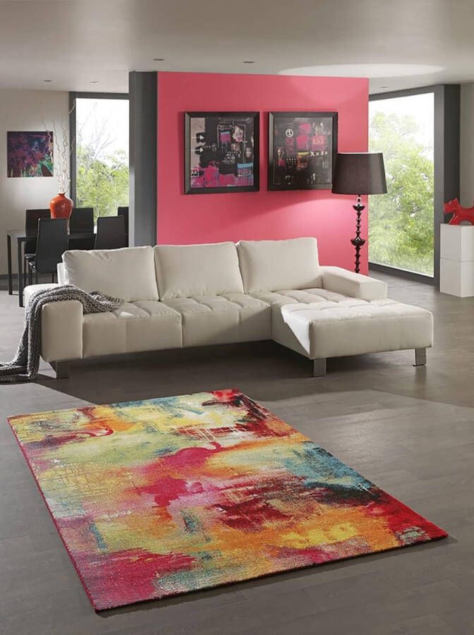 The carpet Monde Modern Design Woonkamerkleed Zacht Kortpolig Opvallend Kleurrijk Abstract 200x290 cm