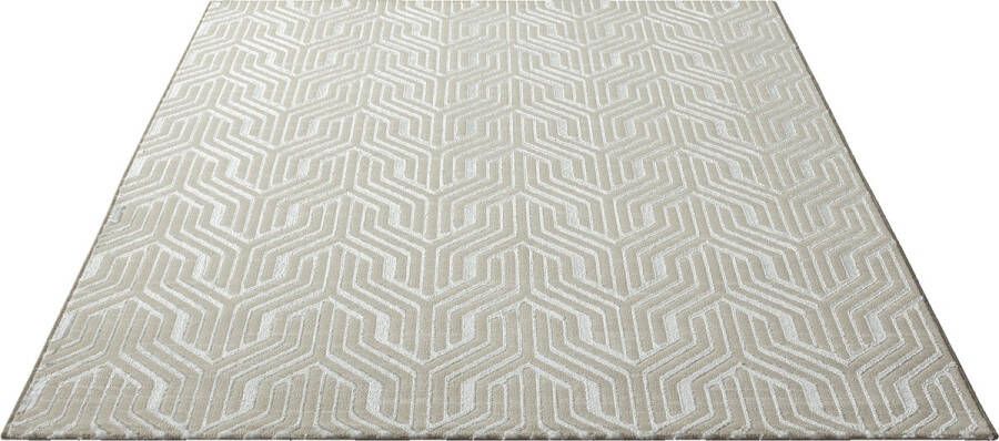 the carpet Vloerkleed Mila modern tapijt woonkamer elegant glanzend kortpolig woonkamertapijt in crème met geometrisch patroon tapijt 120 x 170 cm
