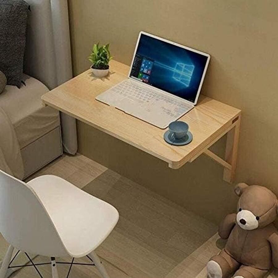 The Coffee Table Company Tables Aan de muur gemonteerd Drop-Leaf opklapbare keukenmuur rechthoekig eenvoudig dineren massief houten kantoorstudie laptopbureau ruimtebesparend meerdere - Foto 2