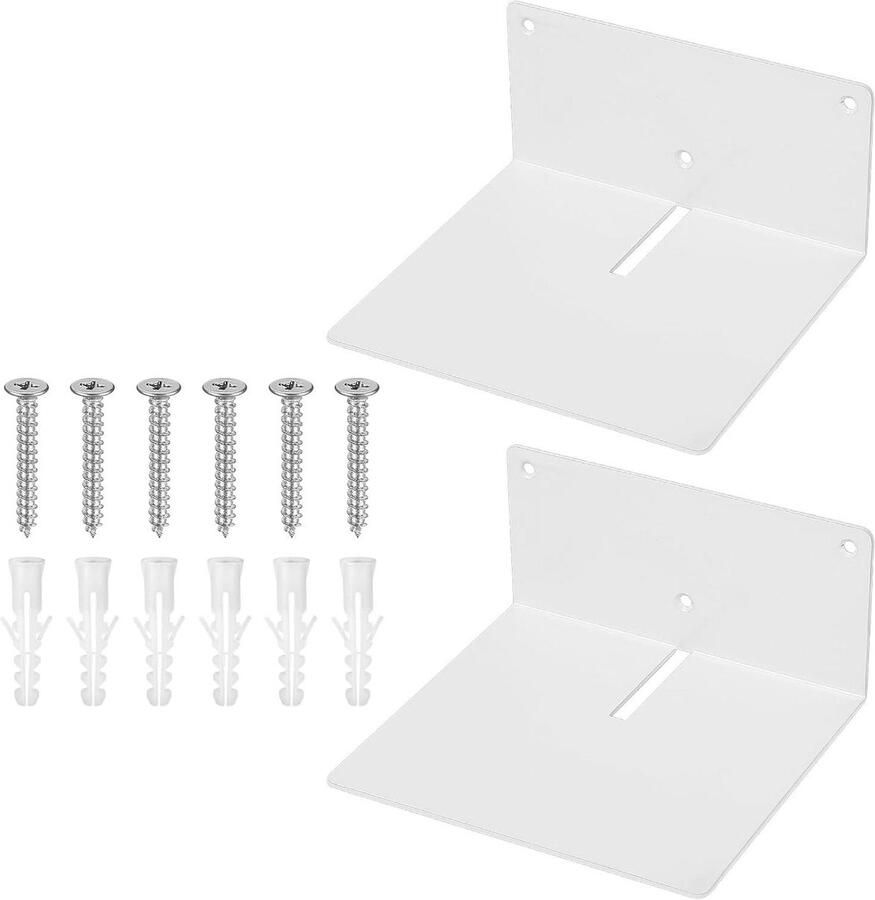 Allecto Premium Set van 2 metalen zwevende planken voor aan de muur Wandplank voor boeken Wandgemonteerde boekenplanken voor slaapkamer en keuken Decoratieve planken voor kantoor en badkamer Wit Afmeting: 168 x 139 cm
