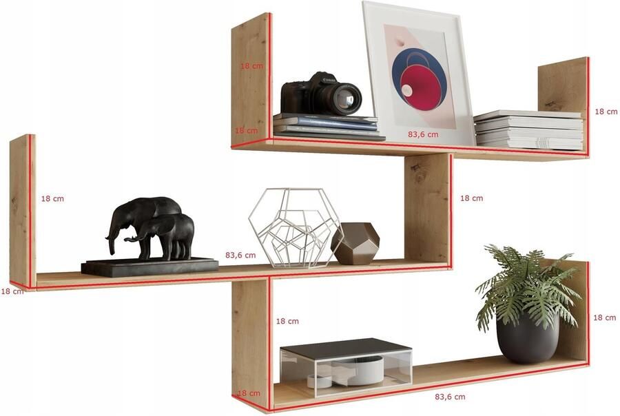 THETA hangplank eiken ambachtelijke boekenkast