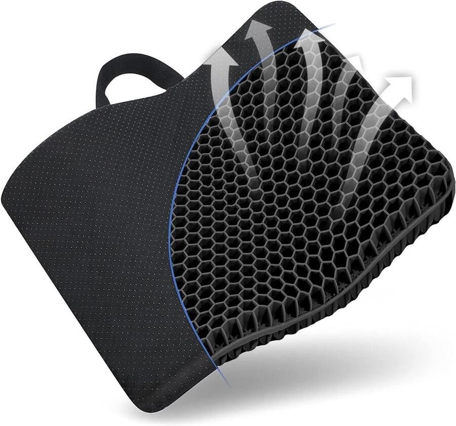 Thick Large Breathable Honeycomb Design Egg Gel Seat Cushion for Long Sitting with Relieving Back Coccyx Pain Pressure Pillow for Car Office Home Wheelchair & Chair Cushion (Iron Love) - Foto 2