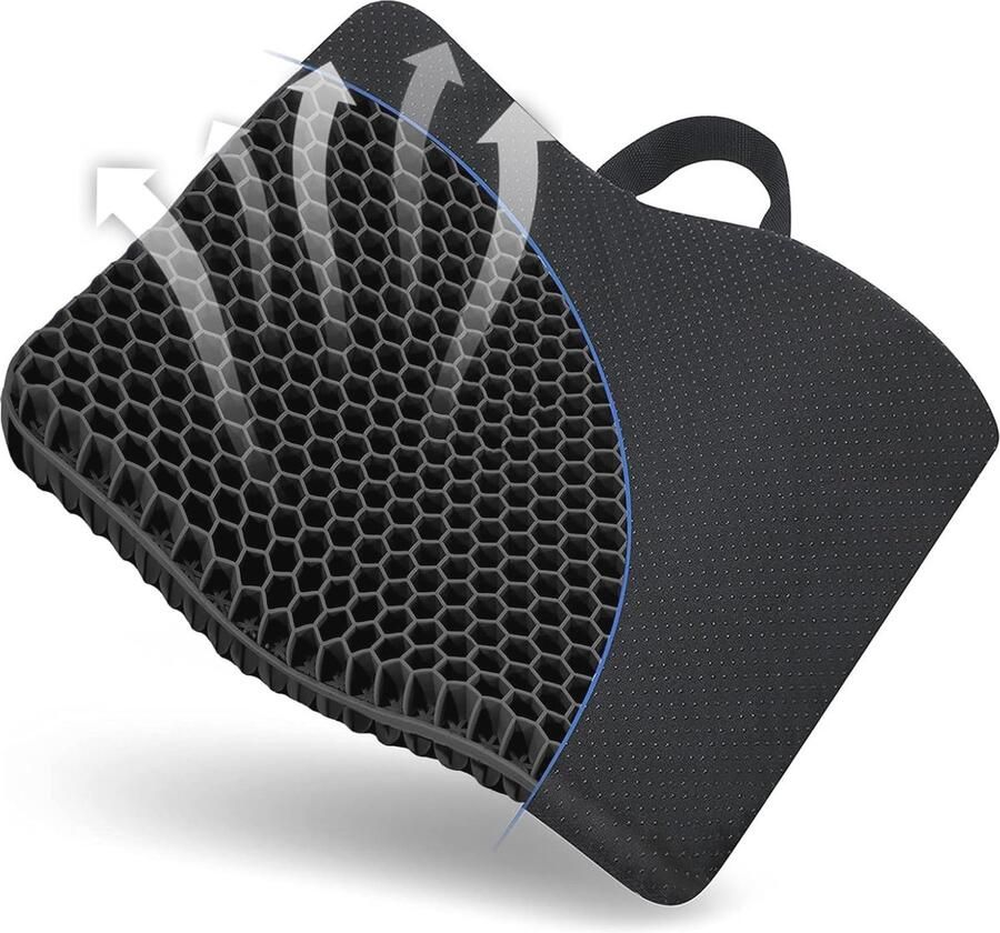 Thick Large Breathable Honeycomb Design Egg Gel Seat Cushion for Long Sitting with Relieving Back Coccyx Pain Pressure Pillow for Car Office Home Wheelchair & Chair Cushion (Iron Love)