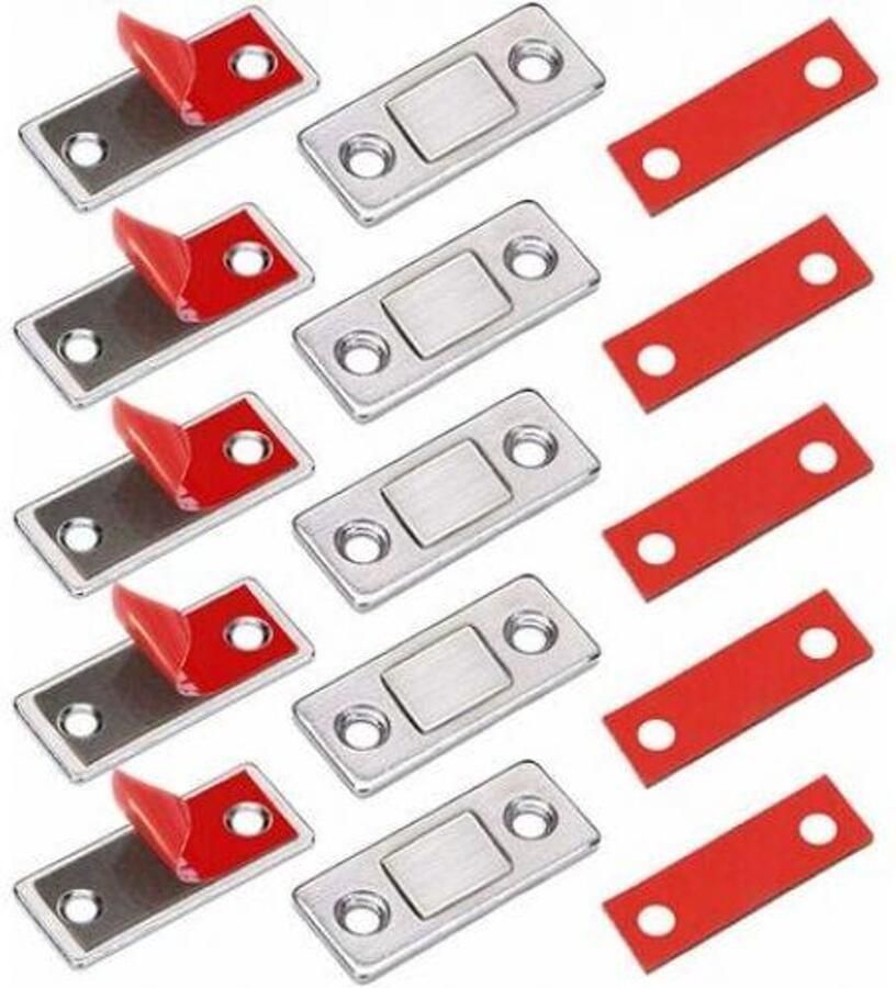 Thin Cabinet Latches High-Pull Magnet Adhesive Closure Waterdicht en Vochtbestendig Gebruik 5 Stuks Voor Keuken of Camper Zilver