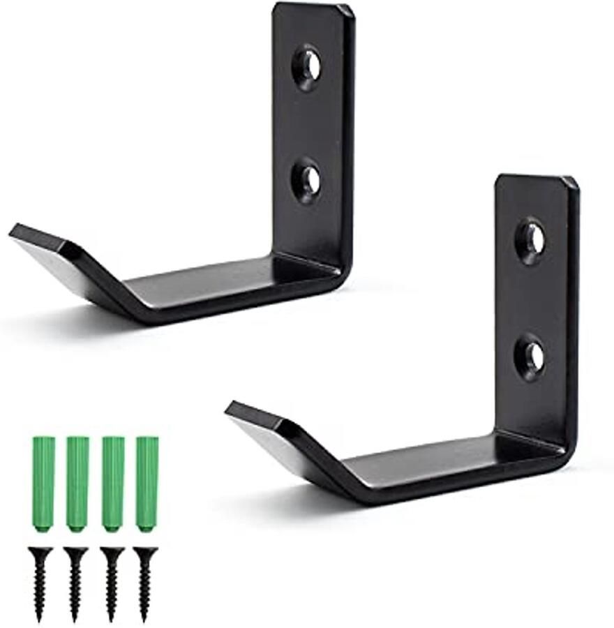 TIANLIN Kapstokhaken Zwart Mat 2 stuks Haken voor Kledingkast Handdoekhaken Zwart Kapstok Zwart Metaal L-vorm Roestvrij staal Geschikt voor keuken slaapkamer badkamer