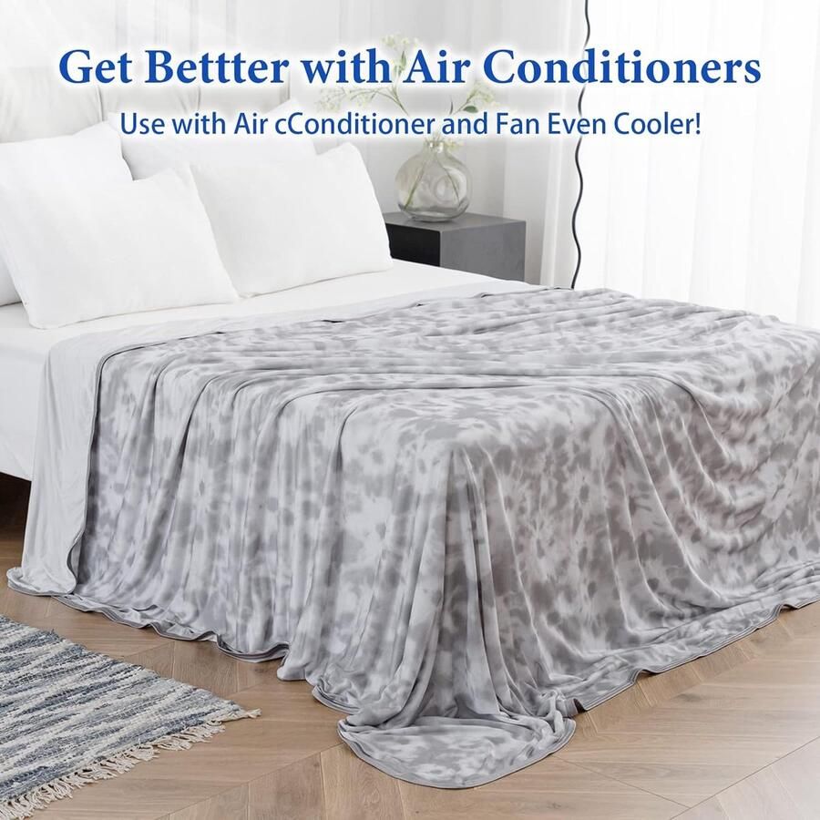 Tie-Dye Cool Deken met Dubbele Kanten Zelfverkoelende Zomerdeken Ademend Koude Deken voor Slapen Dunne Deken voor Zomer Bed Deken voor Sofa Reizen Grijs 200x220CM