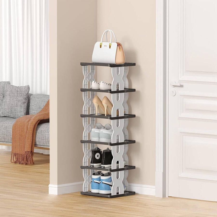 Tier schoenenrek opbergorganisator stapelbaar schoenenrek voor kast kunststof schoenenrek opbergorganisator vrijstaand schoenenrek voor verticale toren in de hal