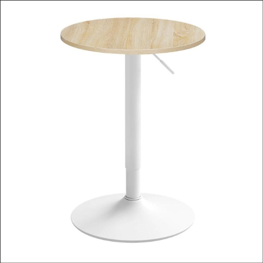 Tijdloos design voor elk interieur – de witte in hoogte verstelbare bistrotafel met ronde eikenhouten look