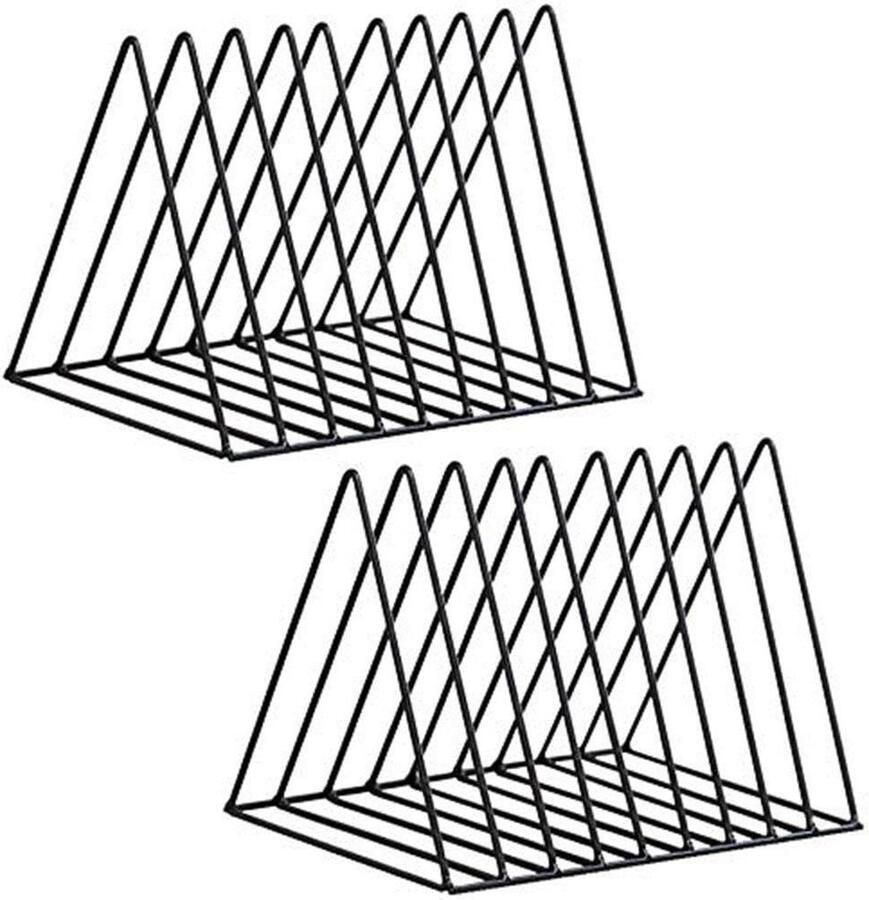 Tijdschrift-Krantenhouders Desktop Ijzer Opslag Rack Boekenplank Multifunctionele Driehoek File Organizer Decor Thuiskantoor Boekenkasten Zwart Modern Organisatiesysteem
