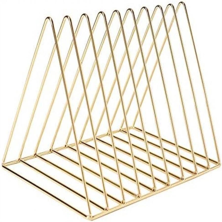 Tijdschrift Organizer 9 Vaks Driehoek Documenthouder Bureau Sorteren & Opslag Kantoor & Thuisgebruik Metaal Goud 1 Stuk