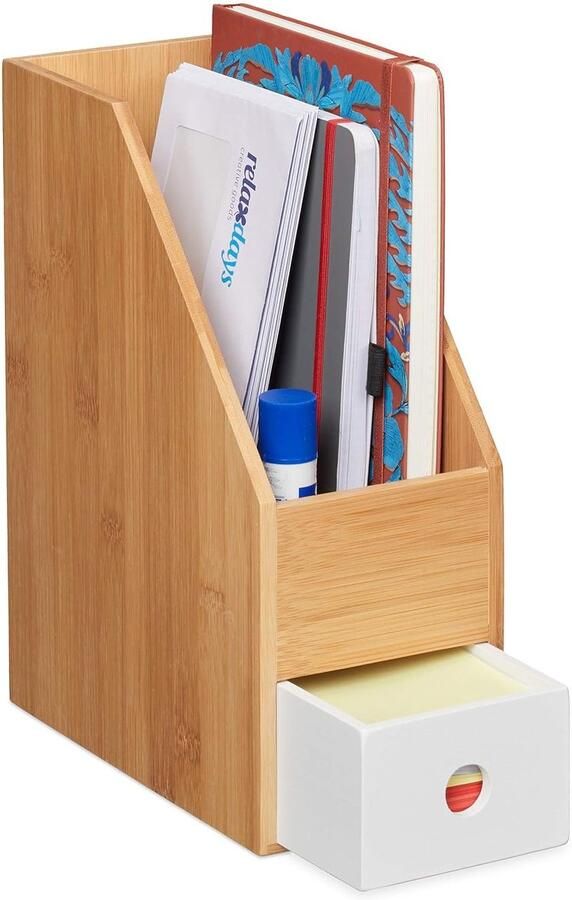 Tijdschriftencassette Bureau organizer 1 stuk Bamboe