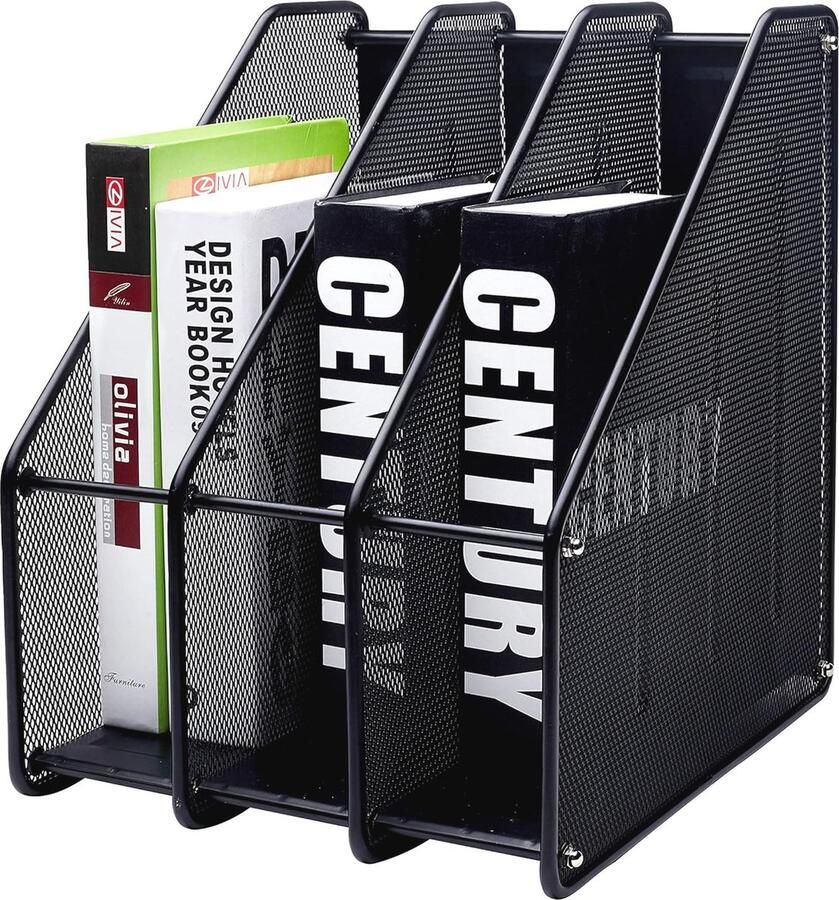 Tijdschriftenhouder met 3 Compartimenten Bureau Organizer van Metaal