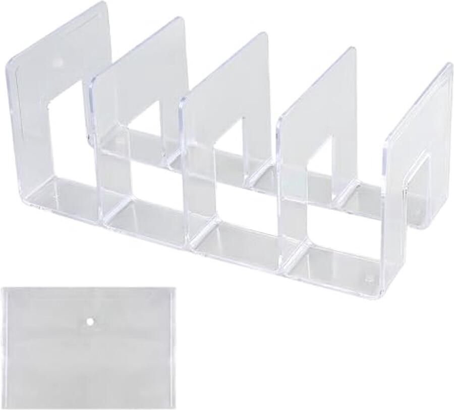 Tijdschriftenhouder met 4 vakken Acryl Organizer voor Bureau en Boekenkast