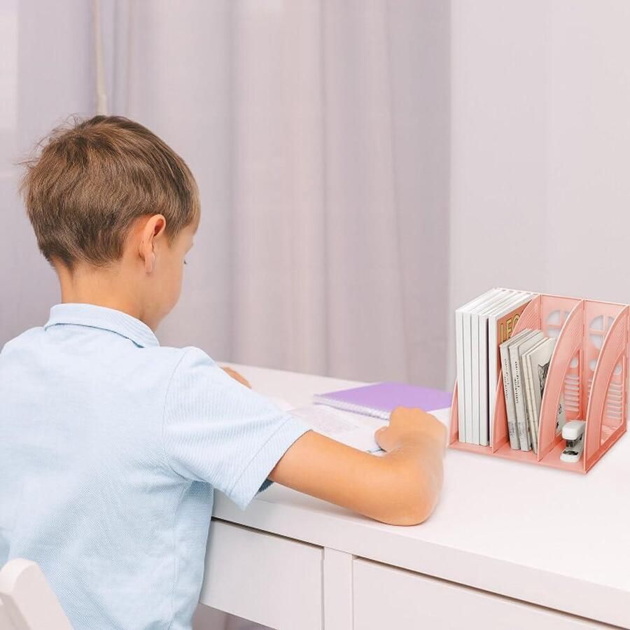 Tijdschriftenhouder voor mappen documenten 3 vakken organizer voor kantoor bureau en thuis